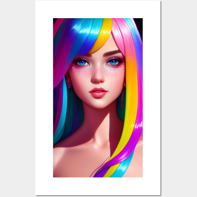 Woman With Colorful Hair Wall Art by ERArts